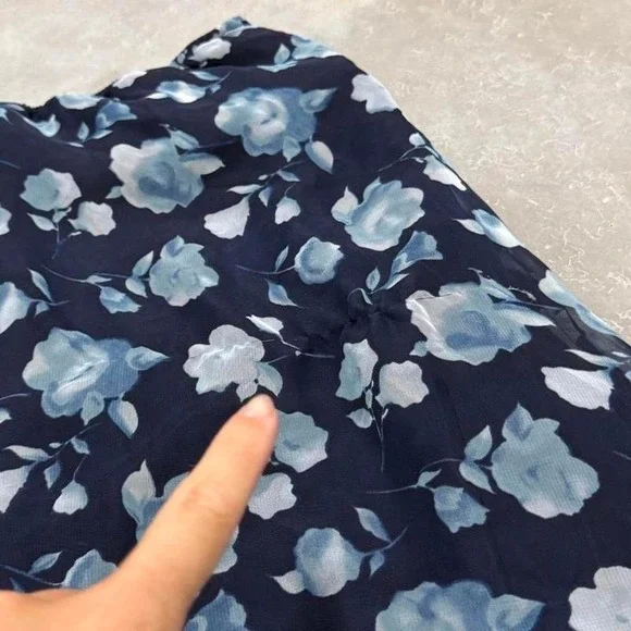 Vintage 90s y2k low rise midi skirt blue floral alt indie cottage core - Picture 5 of 5